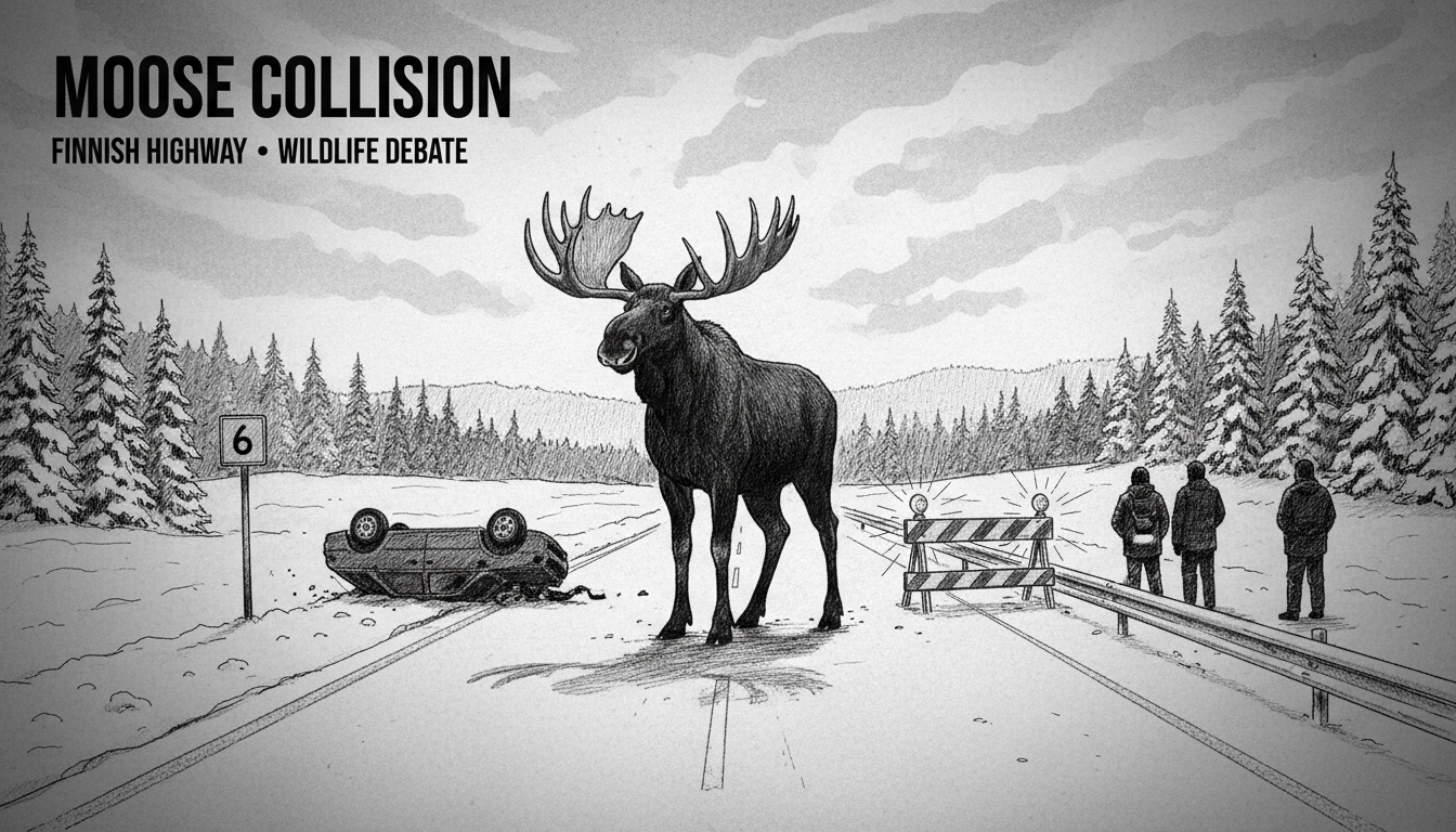 Moose Collision on Finnish Highway Prompts Wildlife Management Debate