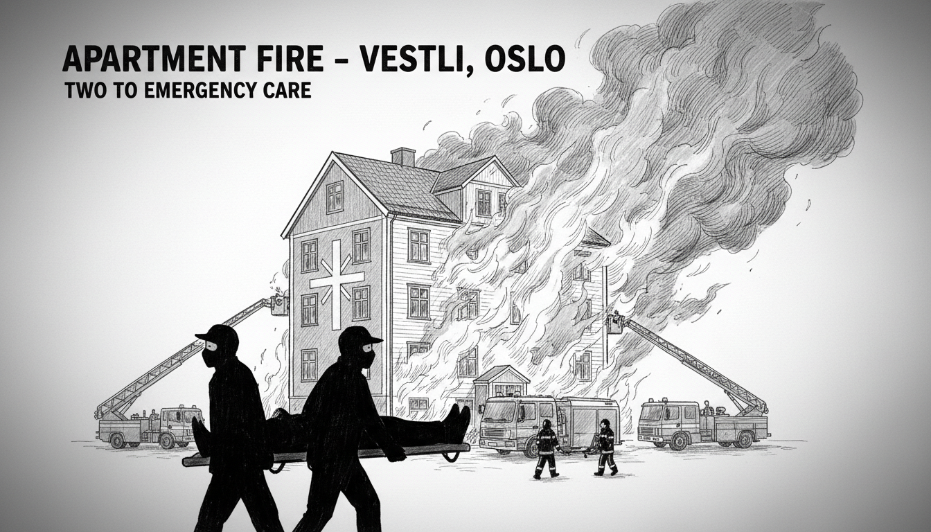 Apartment Fire at Vestli in Oslo Sends Two to Emergency Care