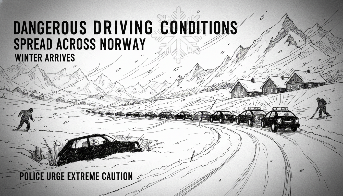 Dangerous Driving Conditions Spread Across Norway as Winter Arrives
