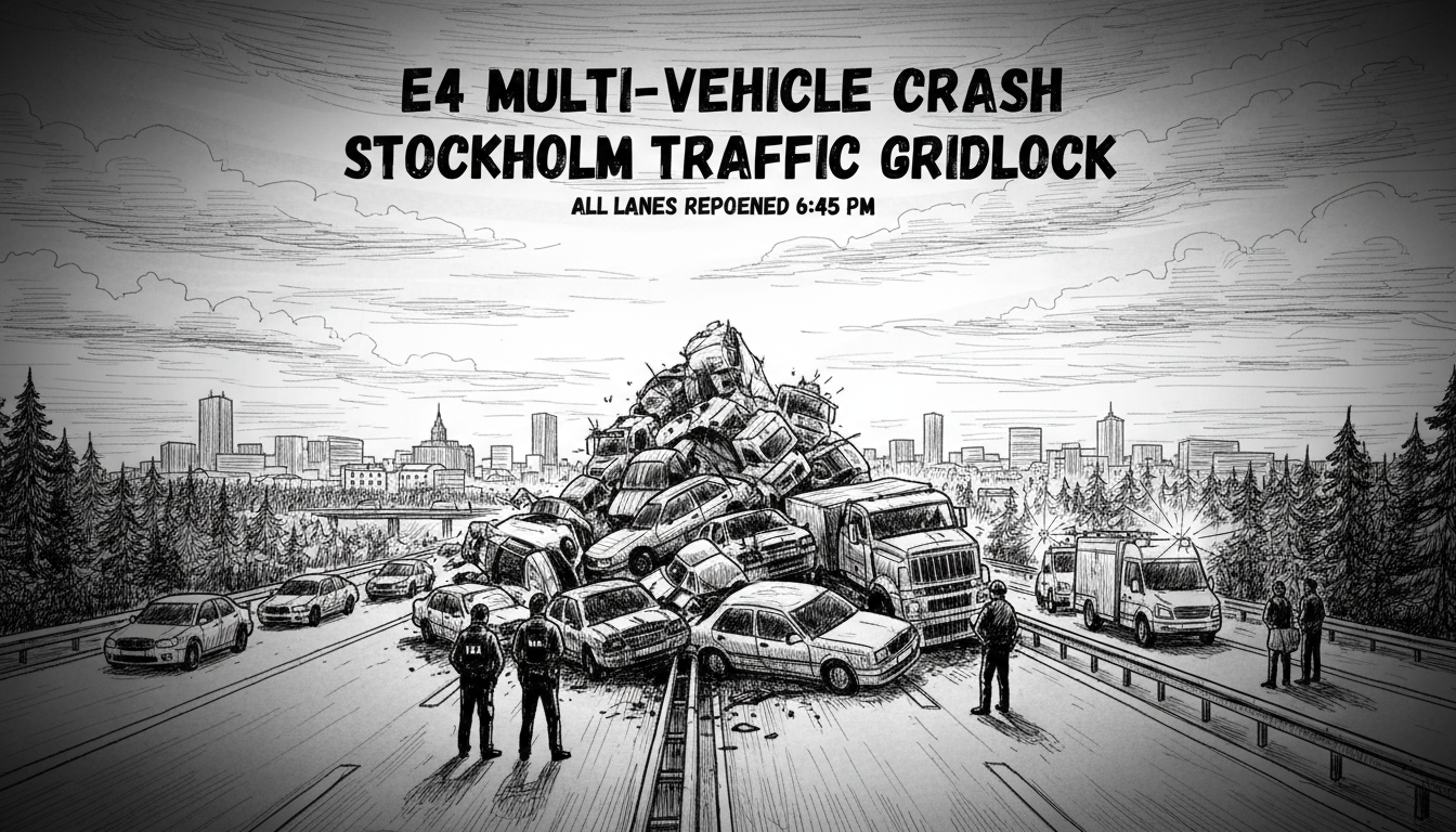 Multi-Vehicle Accident on E4 Highway North of Stockholm Causes Major Delays