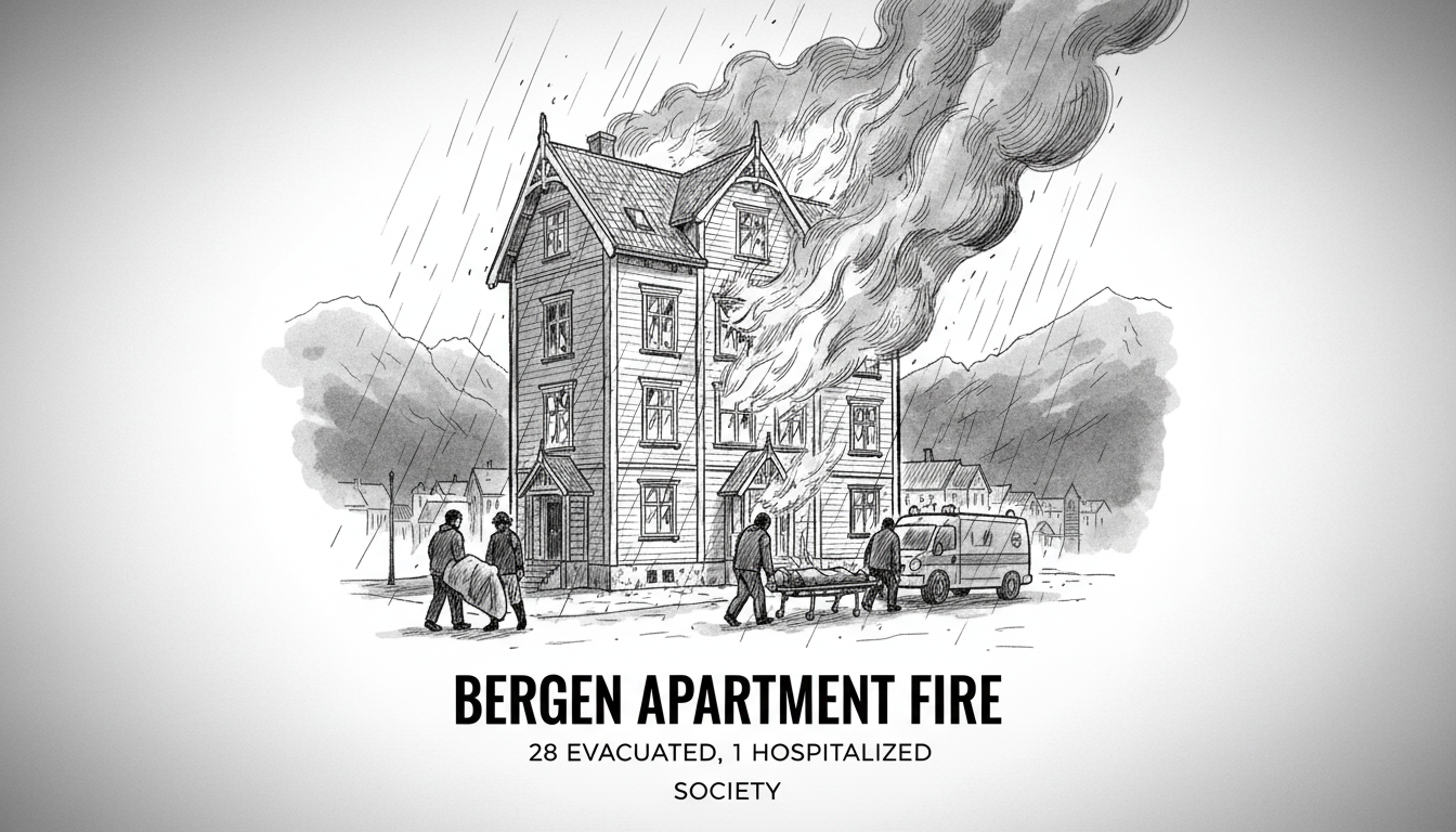 Bergen Apartment Fire: 28 Evacuated, 1 Hospitalized