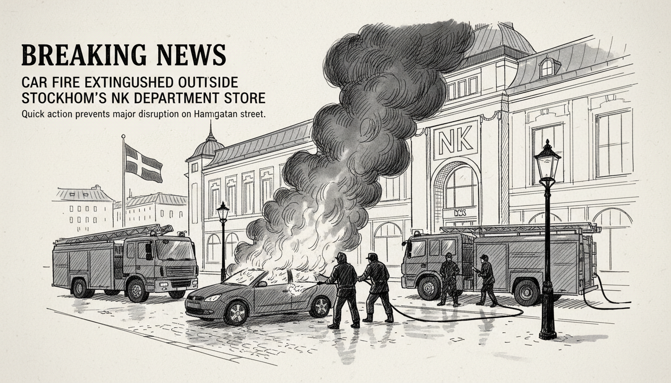 Car Fire Extinguished Outside Stockholm's NK Department Store