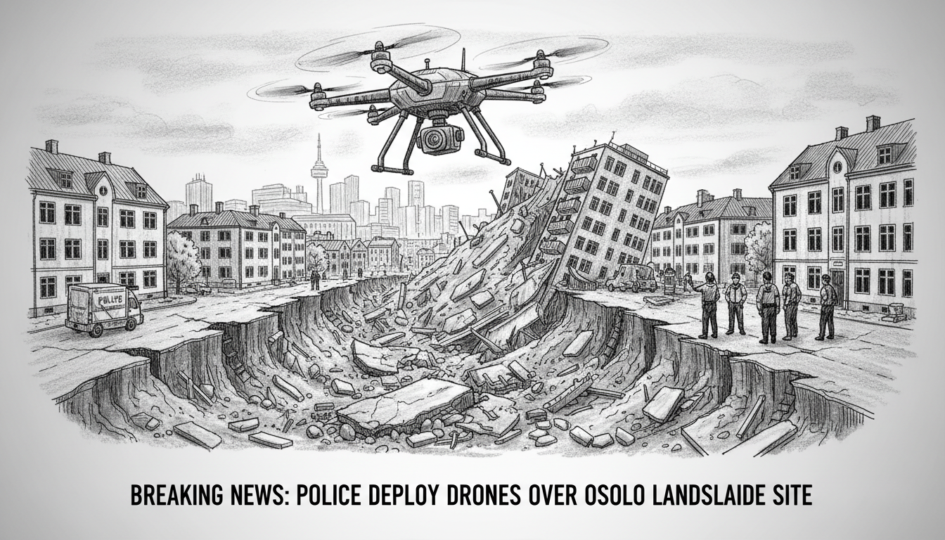 Police Deploy Drones Over Oslo Landslide Site