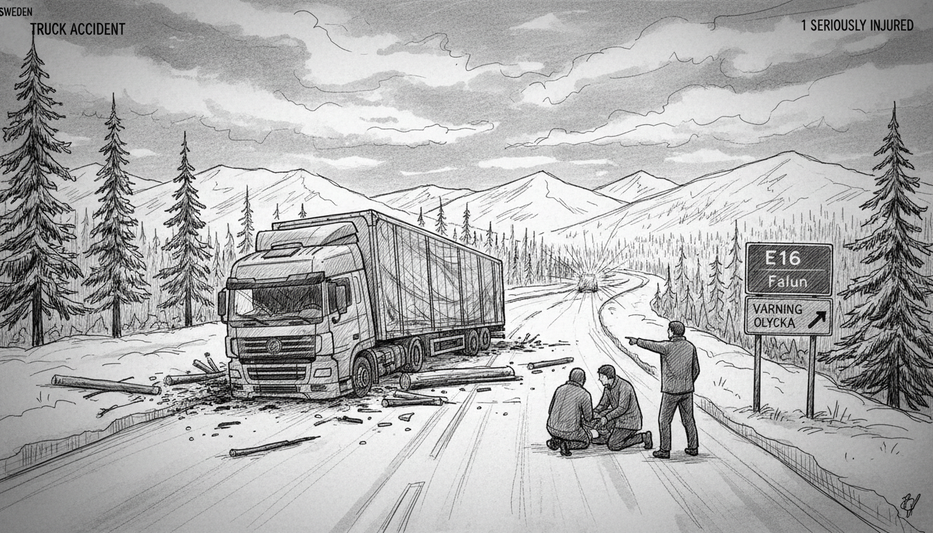 Sweden Truck Accident: 1 Seriously Injured on E16