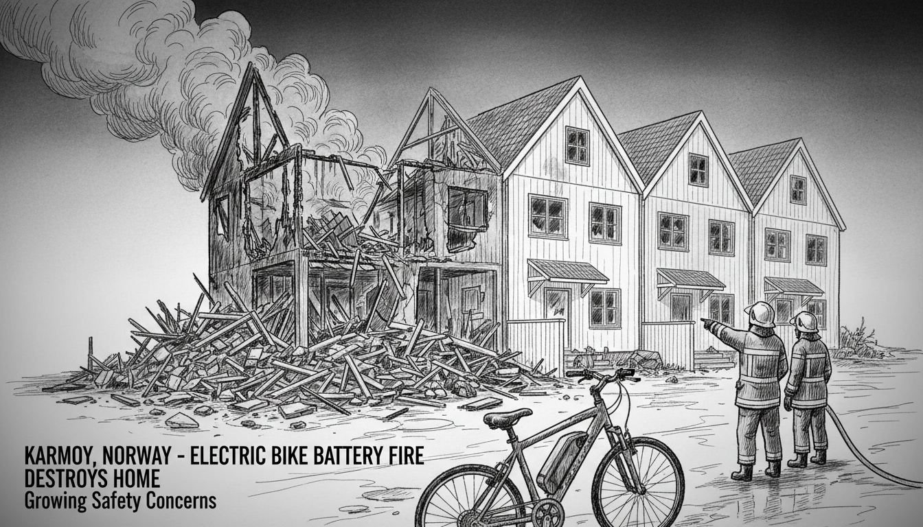 Electric Bike Battery Fire Destroys Karmøy Townhouse