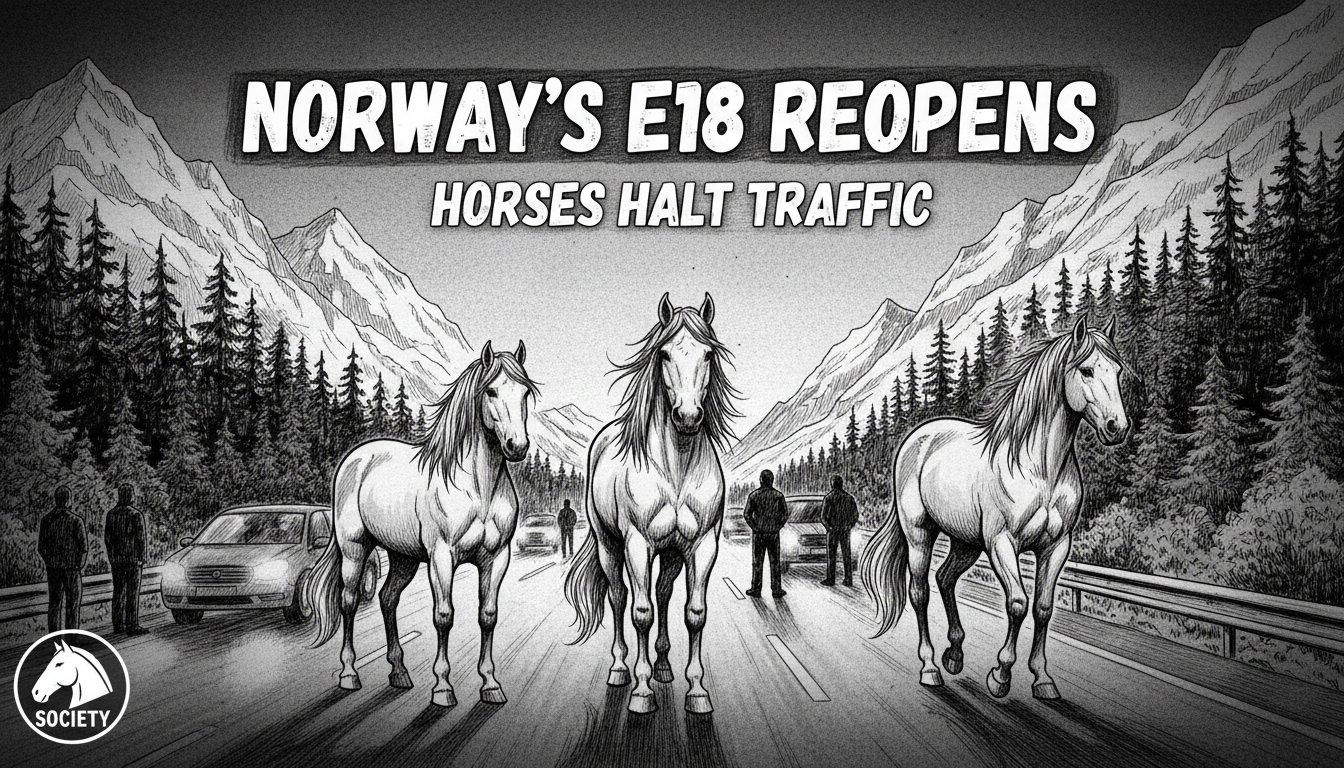 Norway's E18 Highway Reopens After 3 Loose Horses Halt Traffic