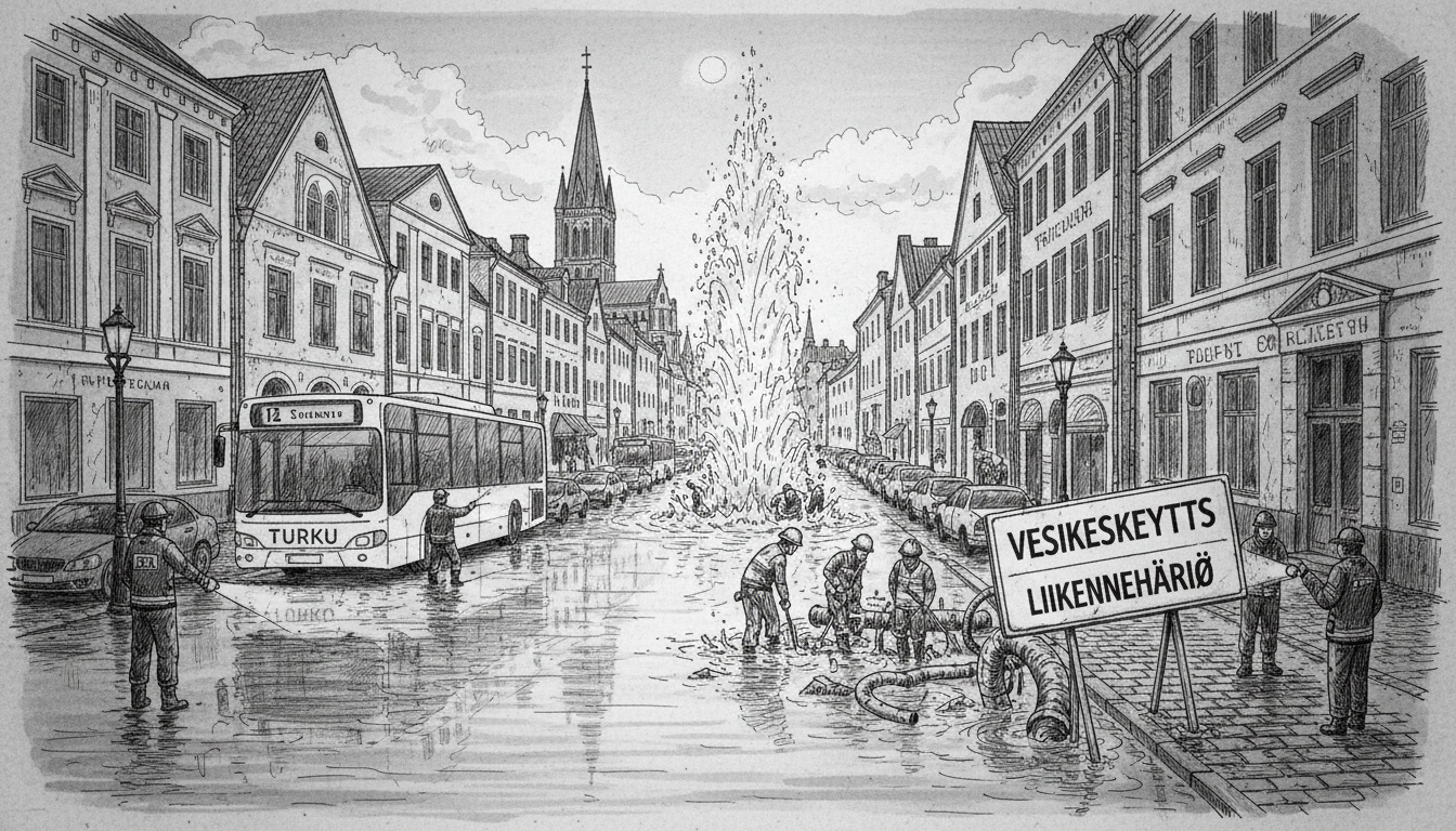 Water Main Break Floods Turku Streets, Disrupts Traffic