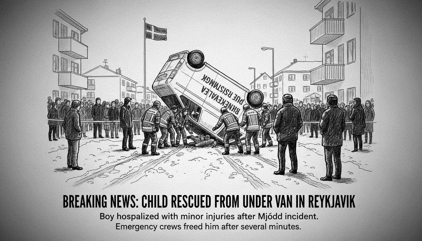 Child hospitalized after being trapped under van in Reykjavik