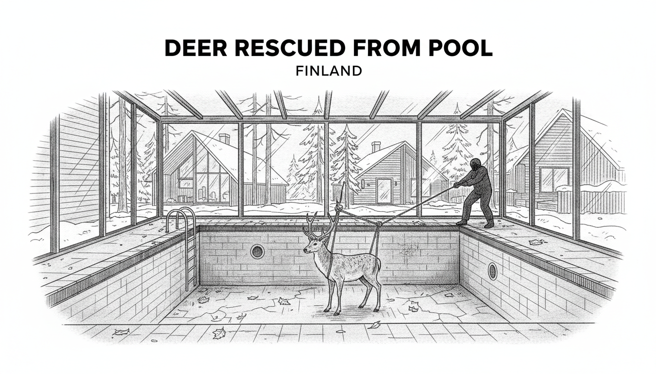 Deer Rescued After Falling Into Empty Swimming Pool in Finnish Home