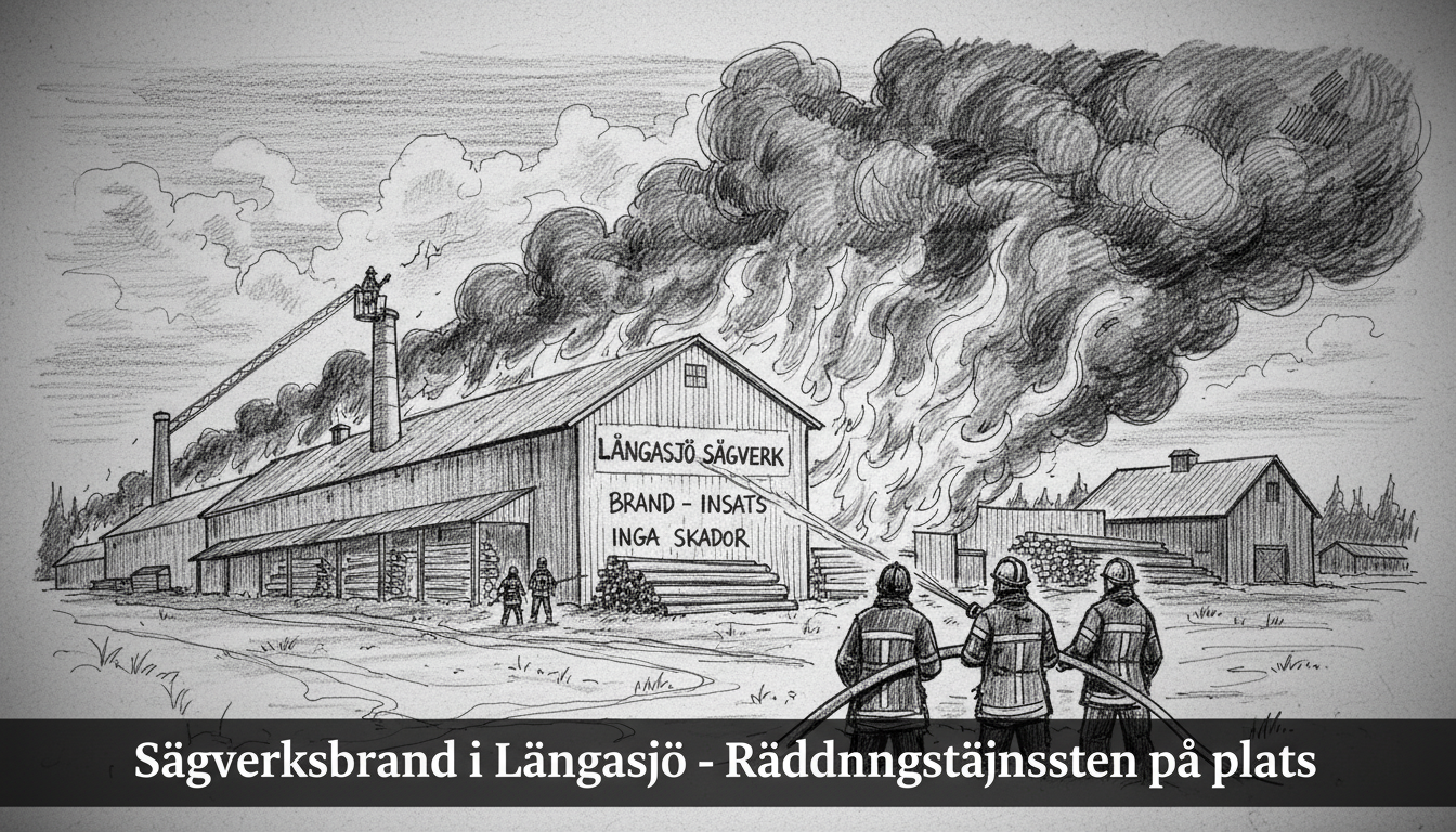 Sawmill Fire in Långasjö Prompts Emergency Response