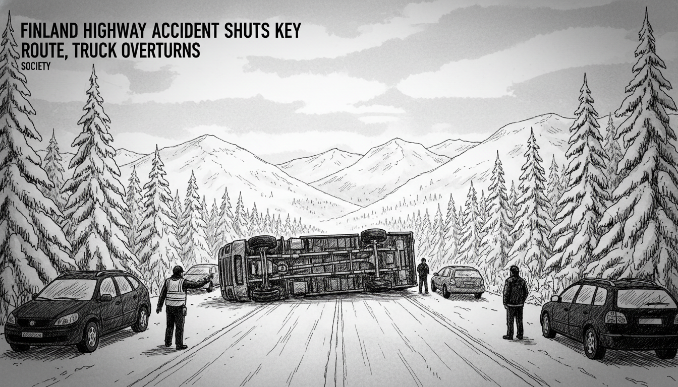 Finland Highway Accident Shuts Key Route, Truck Overturns