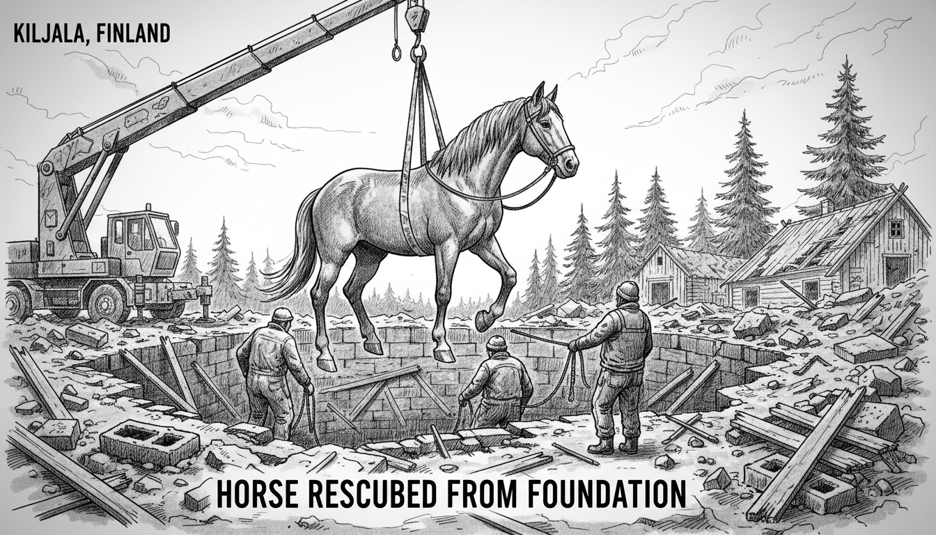 Horse Rescued After Falling Through Demolished House Foundation