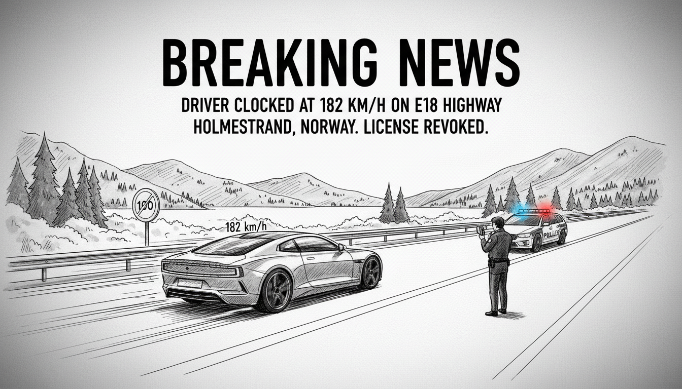 Driver Clocked at 182 km/h on E18 Highway in Holmestrand