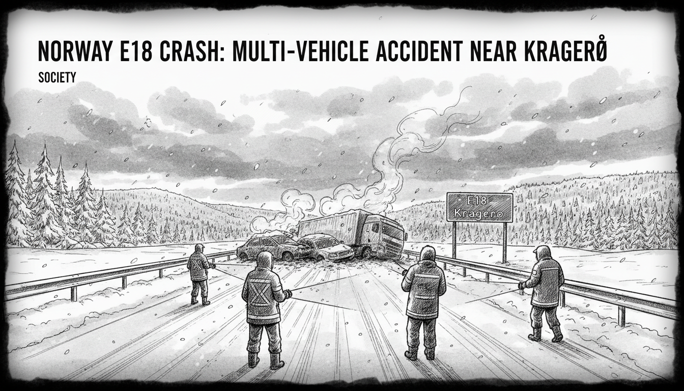 Norway E18 Crash: Multi-Vehicle Accident Near Kragerø