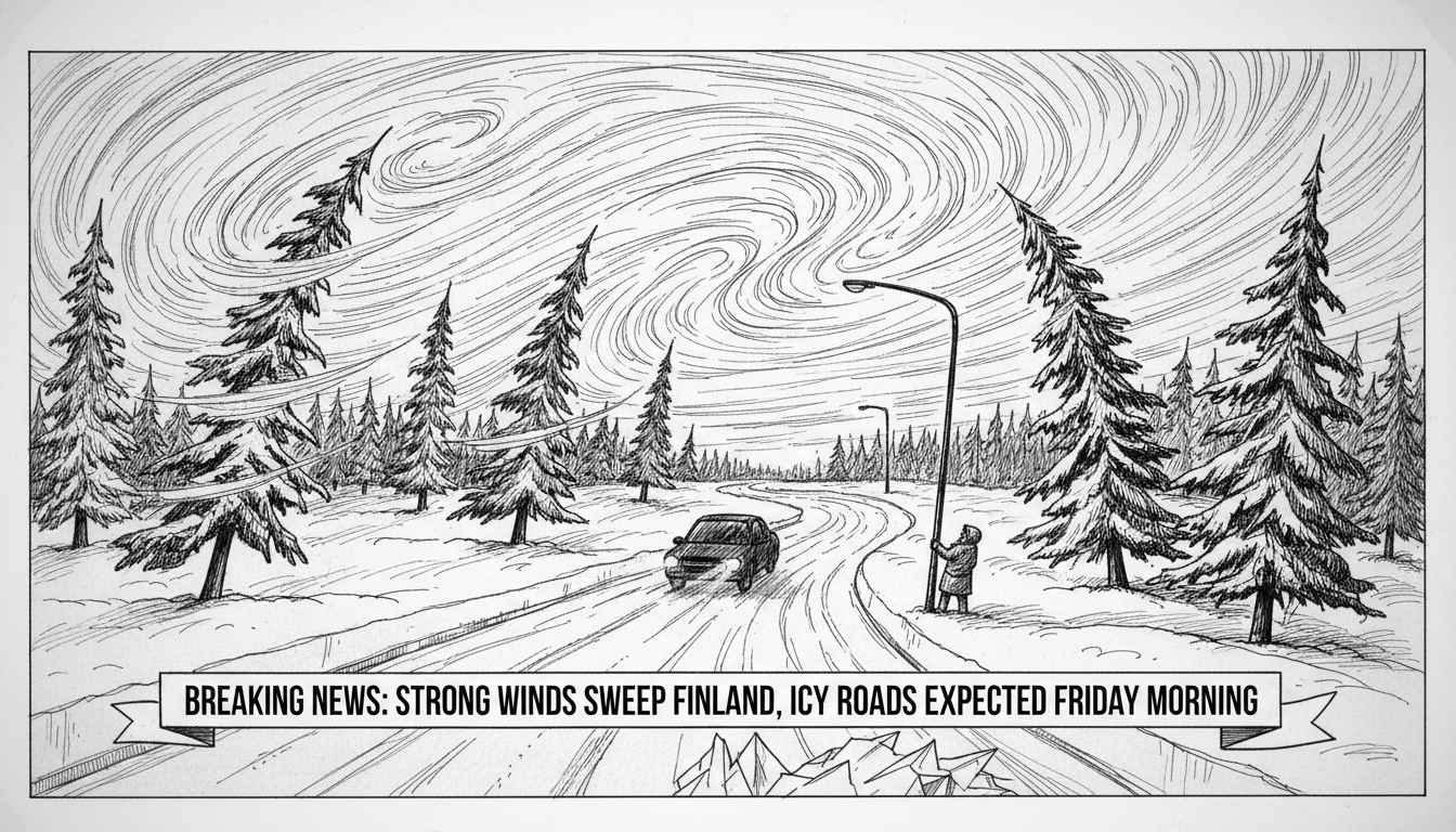 Strong Winds Sweep Finland, Icy Roads Expected Friday Morning