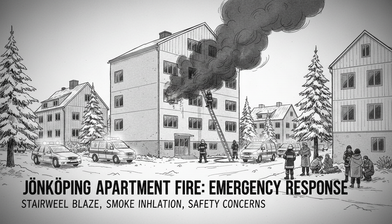 Apartment Building Fire in Jönköping Prompts Emergency Response