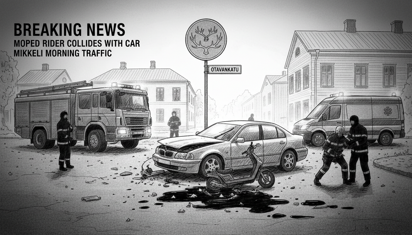 Moped Rider Collides With Car in Mikkeli Morning Traffic