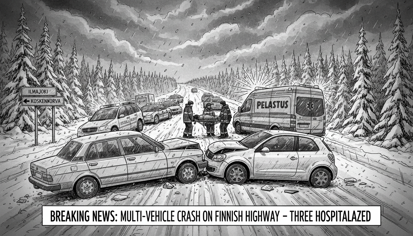 Multi-Vehicle Crash on Finnish Highway Sends Three to Hospital