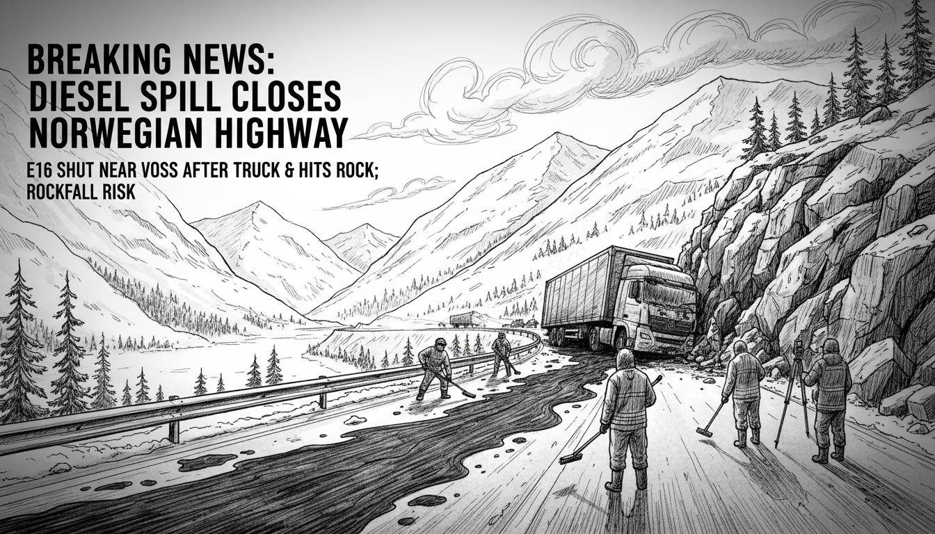 Diesel Spill Closes Key Norwegian Highway After Truck Hits Rock