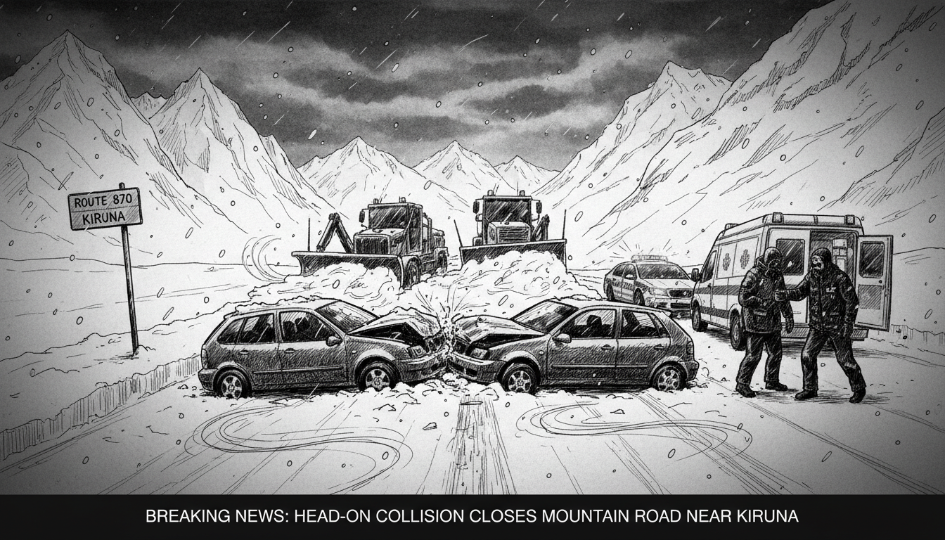 Head-On Collision Closes Mountain Road Near Kiruna