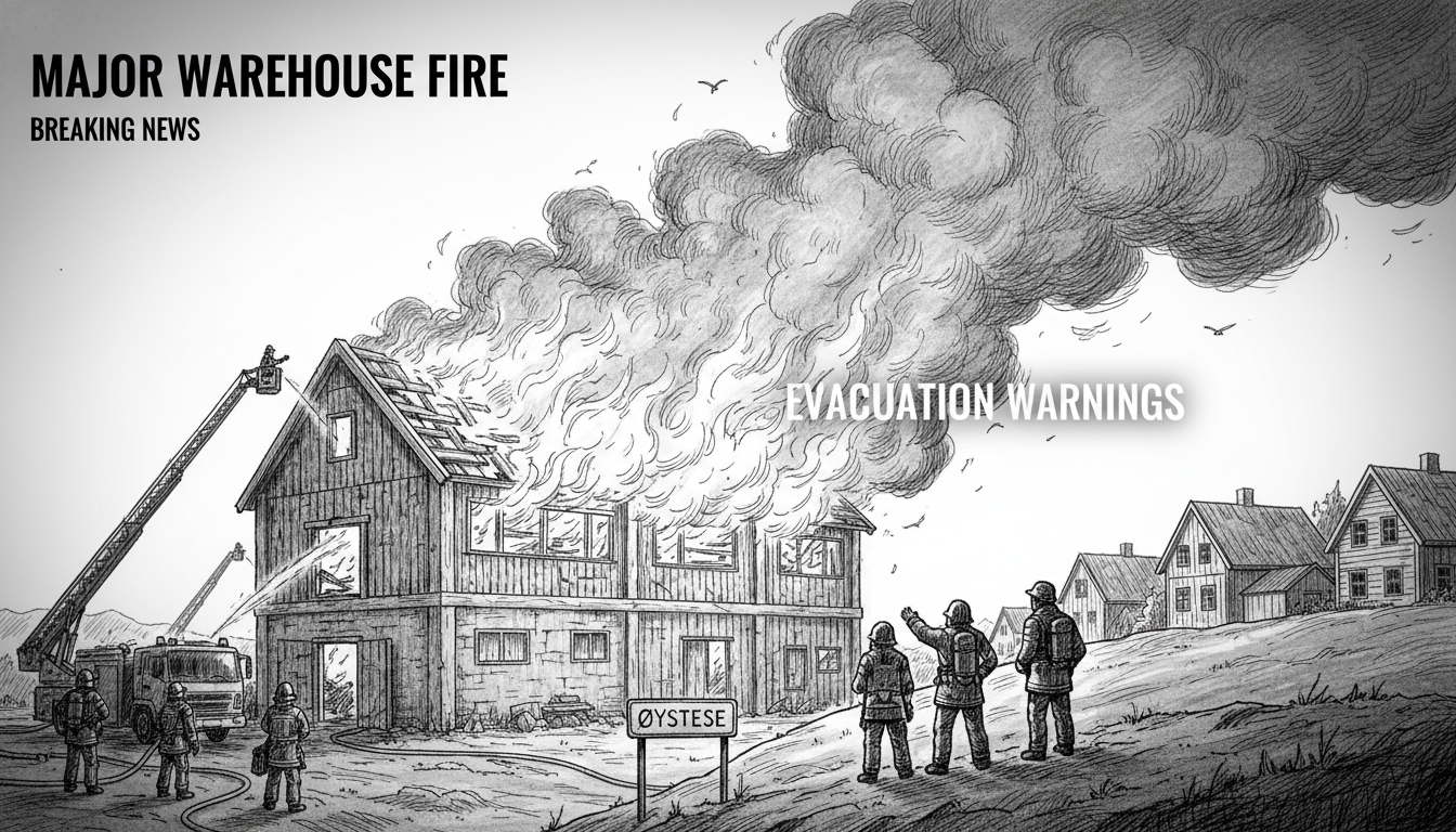 Major Warehouse Fire in Øystese Prompts Evacuation Warnings
