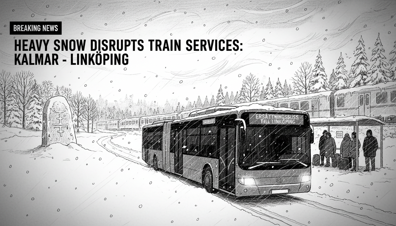 Heavy Snow Disrupts Train Services Between Kalmar and Linköping