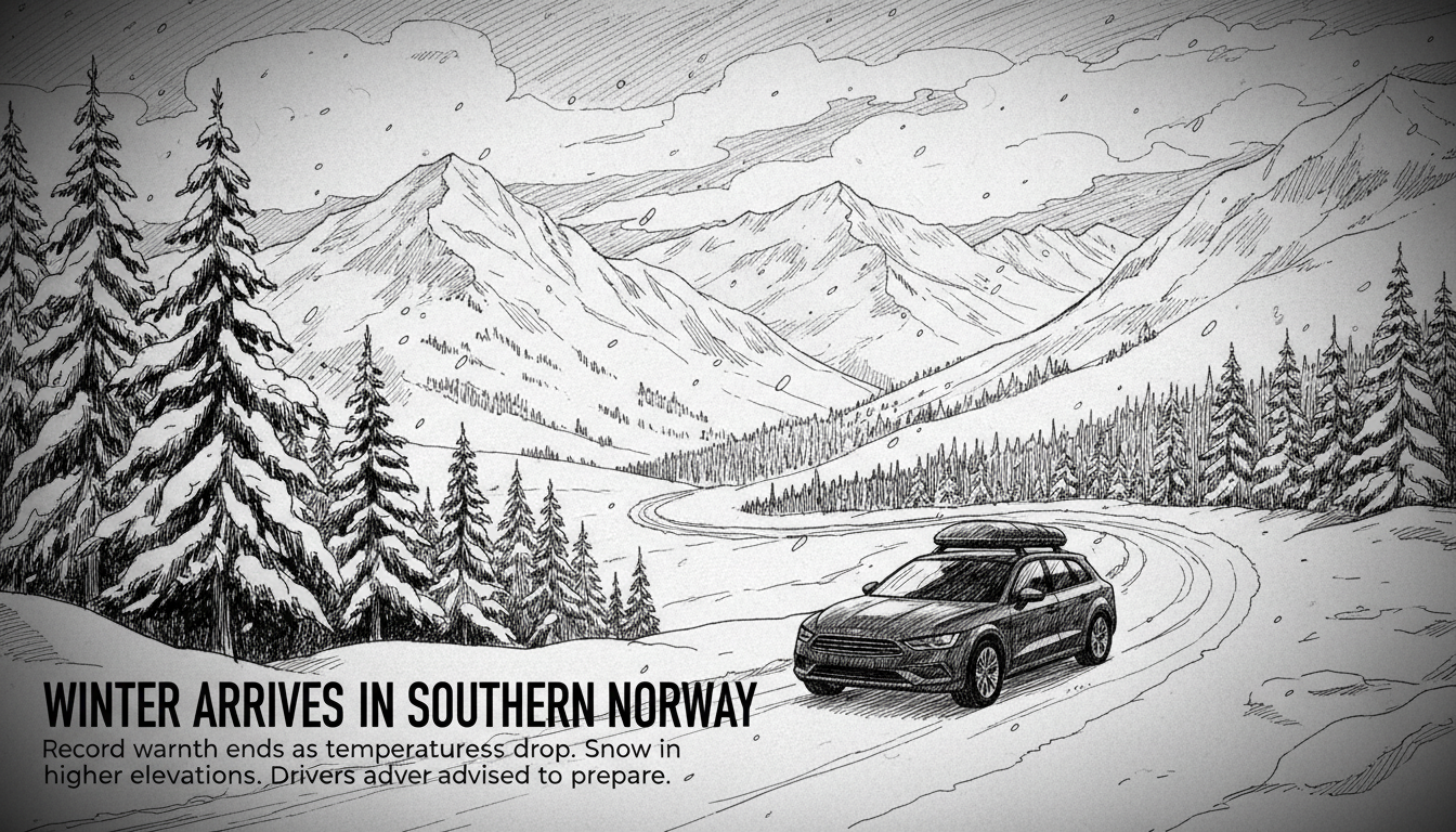 Winter Arrives in Southern Norway as Temperatures Drop