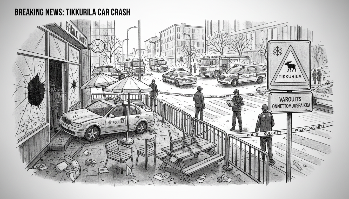 Car Crashes Into Restaurant Terrace in Tikkurila Accident