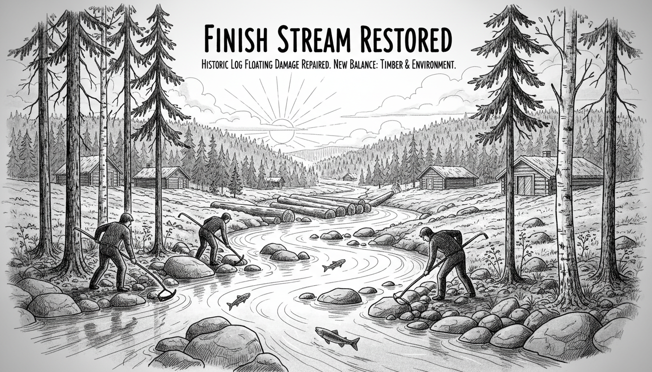 Finnish Stream Restored After Historic Log Floating Damage