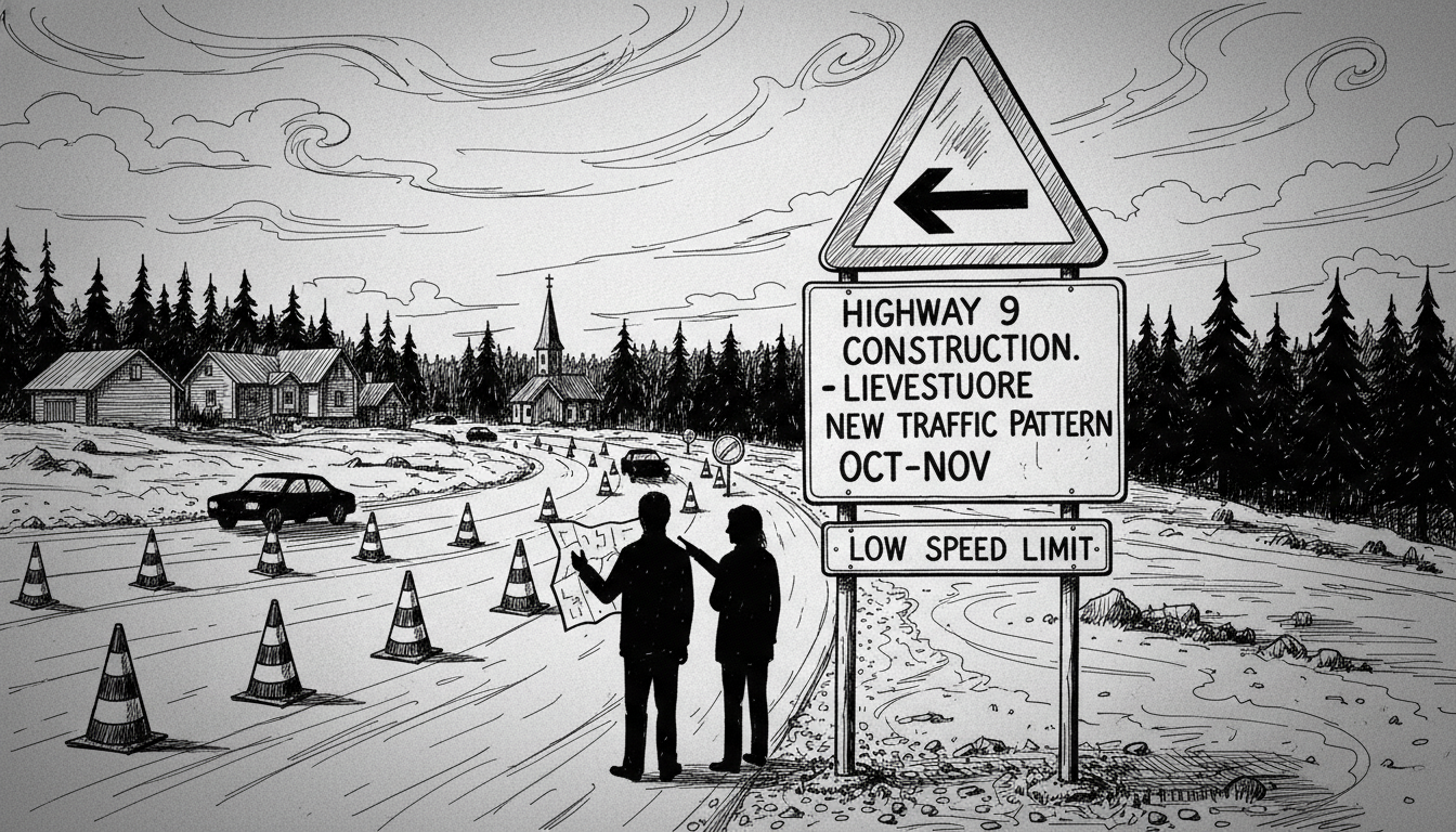 Highway 9 Construction Shifts Traffic Patterns in Lievestuoree