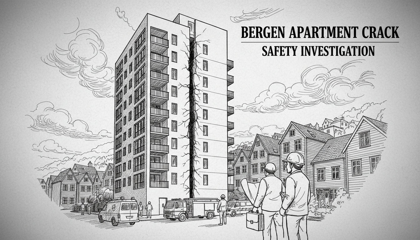 Structural Crack in Bergen Apartment Block Prompts Safety Investigation