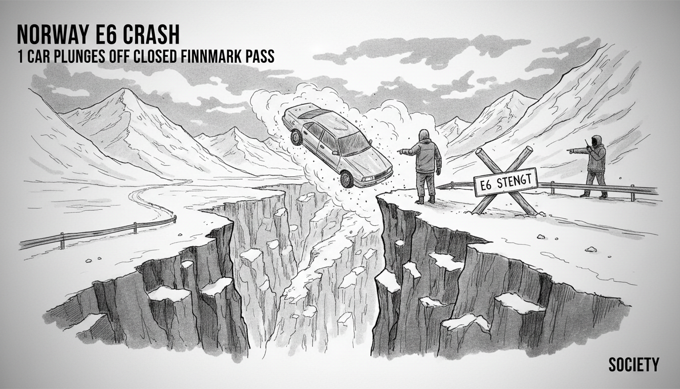 Norway E6 Crash: 1 Car Plunges Off Closed Finnmark Pass