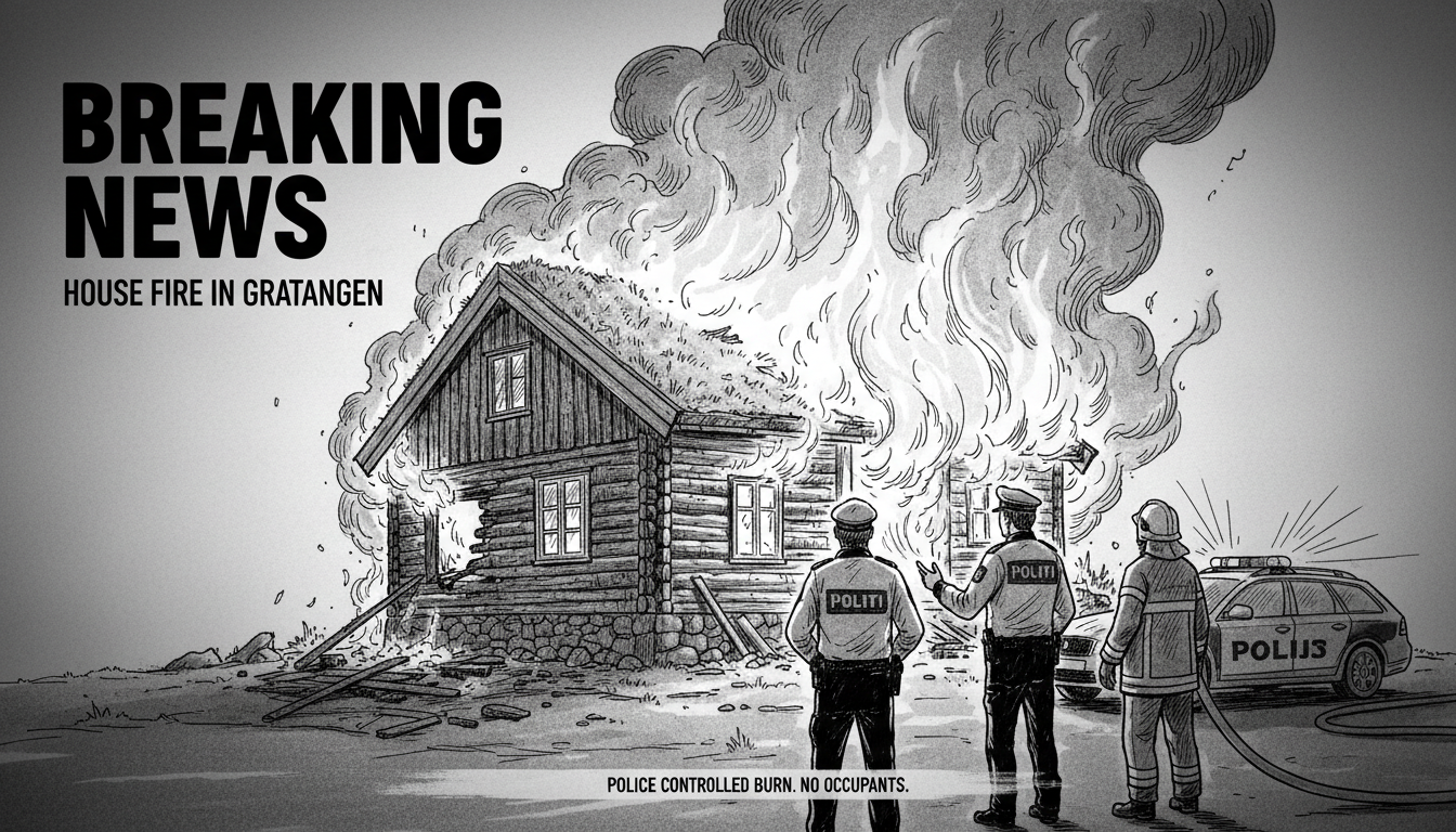 House Fire Completely Engulfed in Gratangen - Police Report Controlled Burn