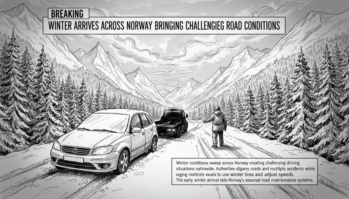 Winter Arrives Across Norway Bringing Challenging Road Conditions