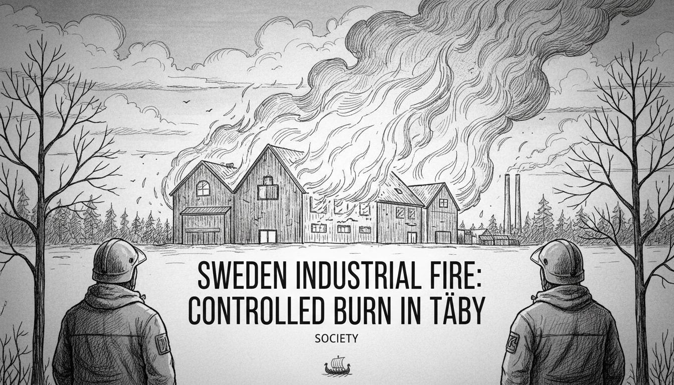 Sweden Industrial Fire: Controlled Burn in Täby