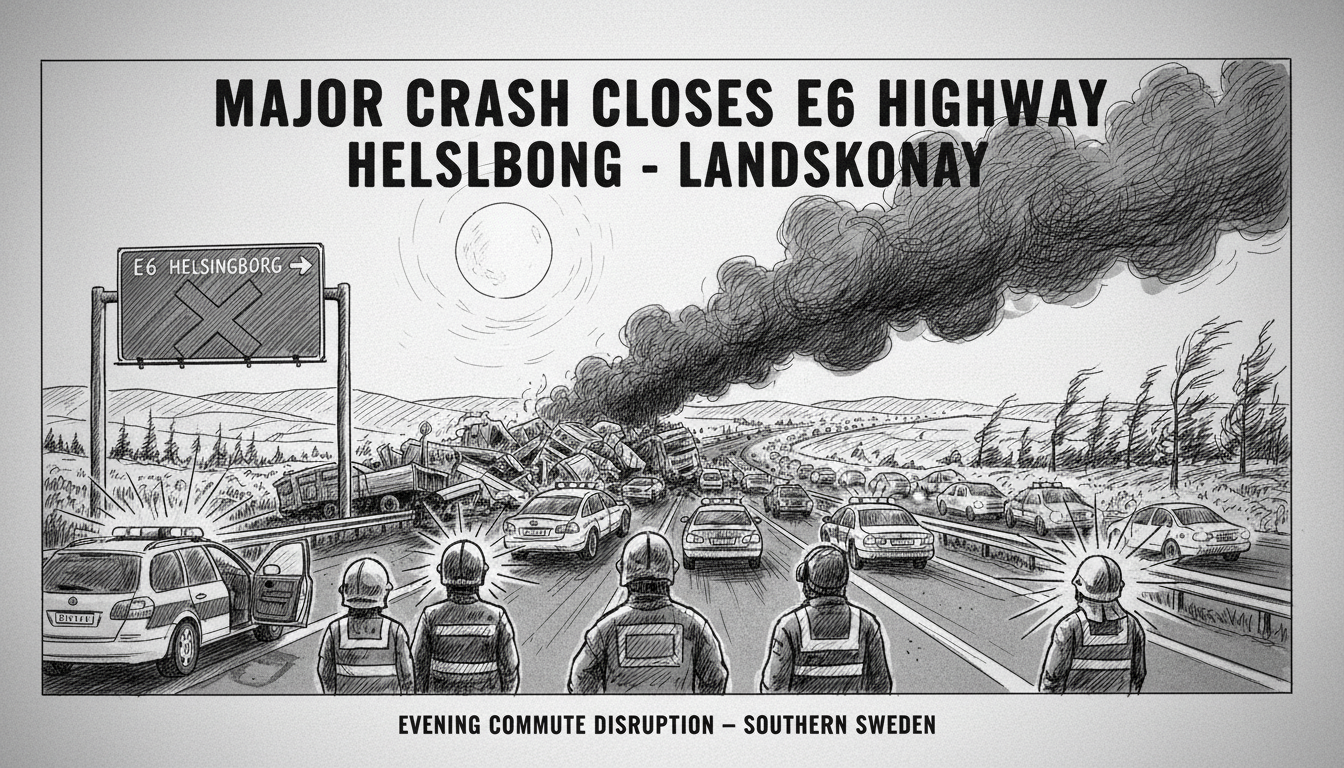 Major Crash Closes E6 Highway Between Helsingborg and Landskrona