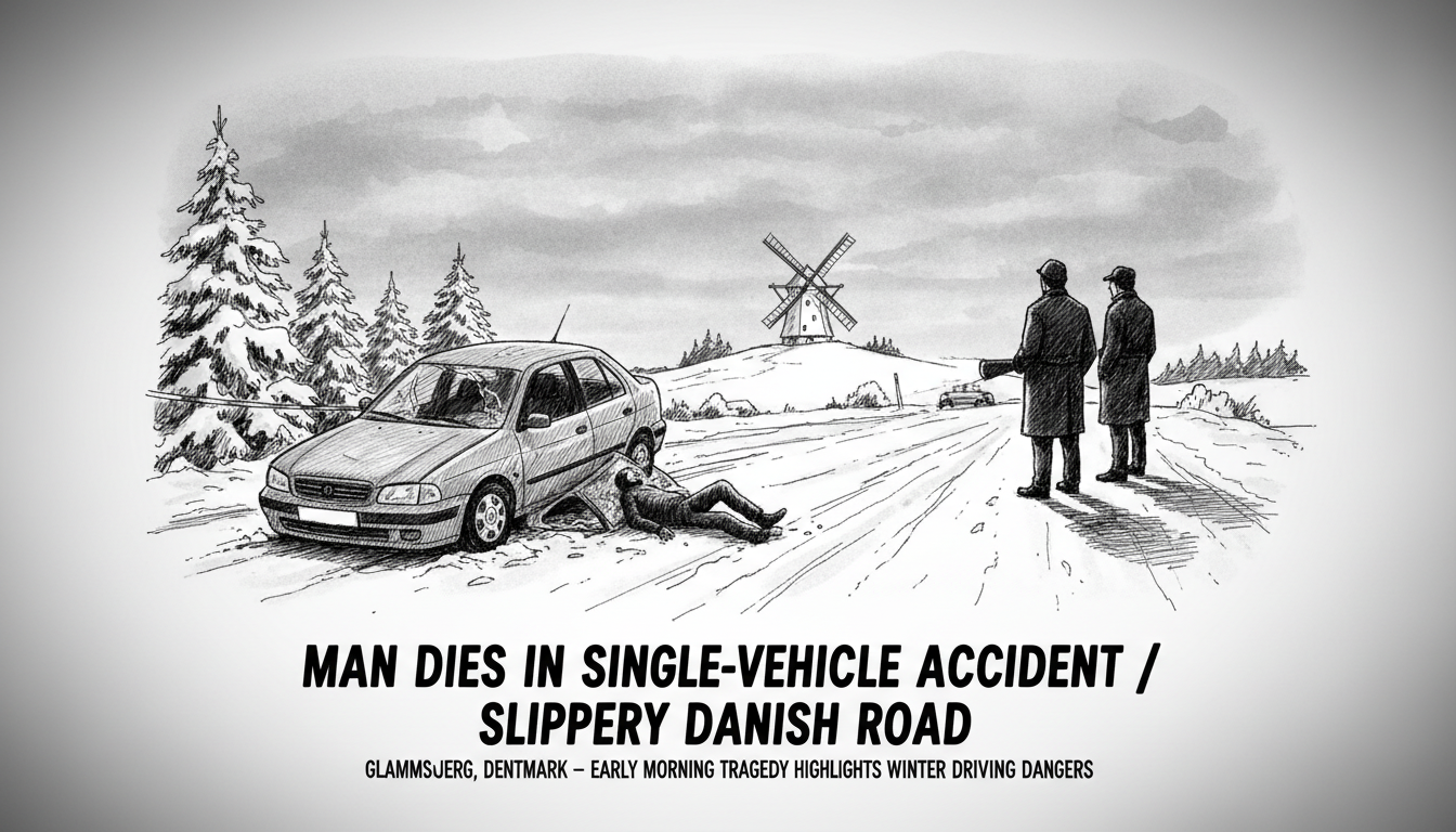 Man Dies in Single-Vehicle Accident on Slippery Danish Road