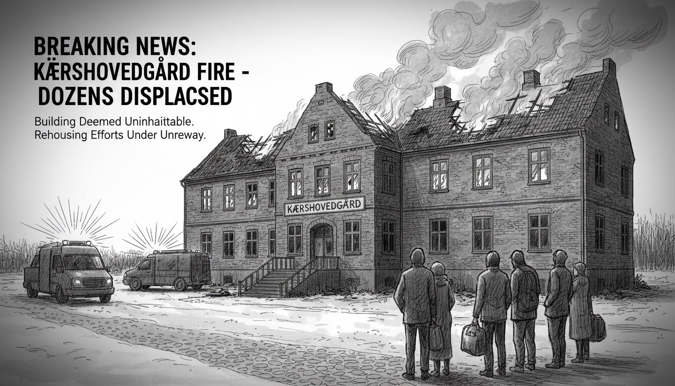 Major Fire at Kærshovedgård Displaces Dozens