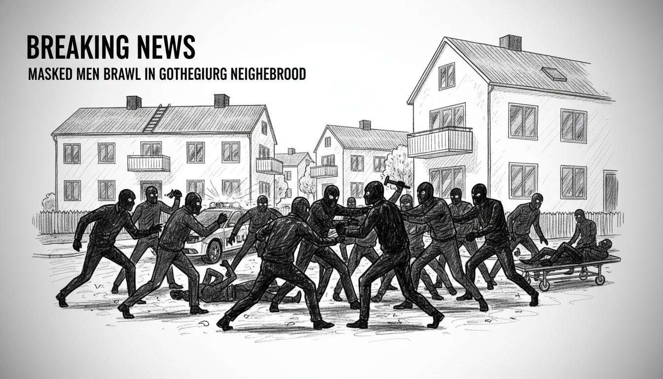 Masked Men Brawl in Gothenburg Neighborhood