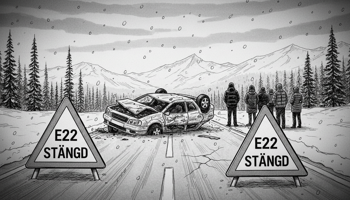 Single-Car Crash Shuts Down Sweden's Vital E22 Highway