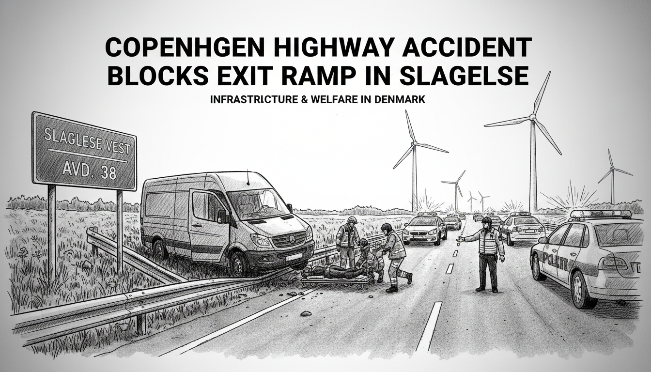Copenhagen Highway Accident Blocks Exit Ramp in Slagelse
