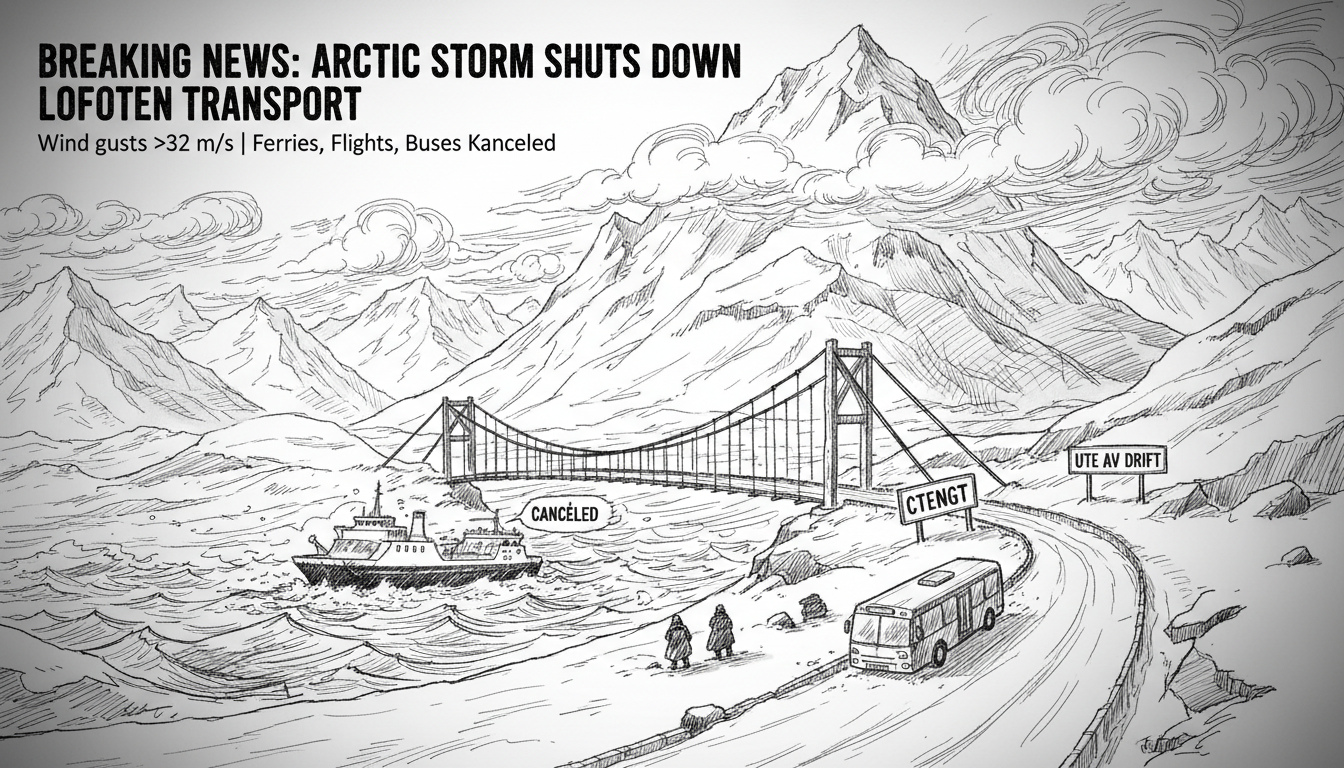 Severe Arctic Storm Disrupts Transport Across Lofoten Islands