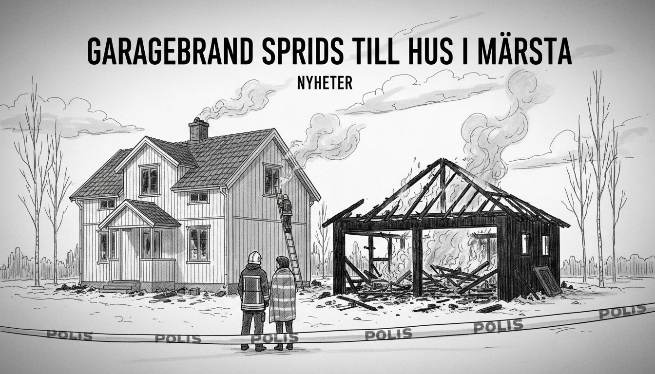 Garage Fire Spreads to House in Märsta