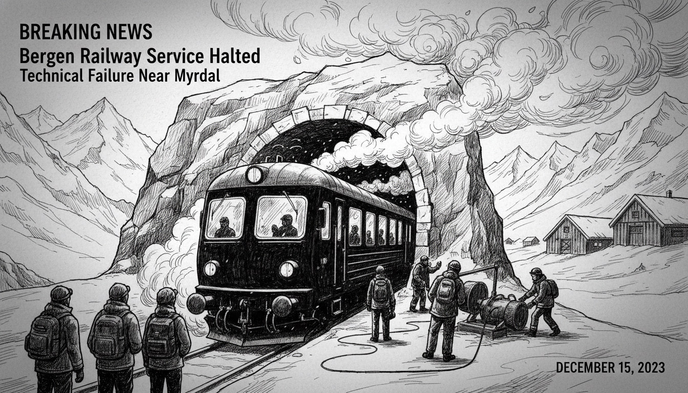 Bergen Railway Service Halted After Technical Failure Near Myrdal