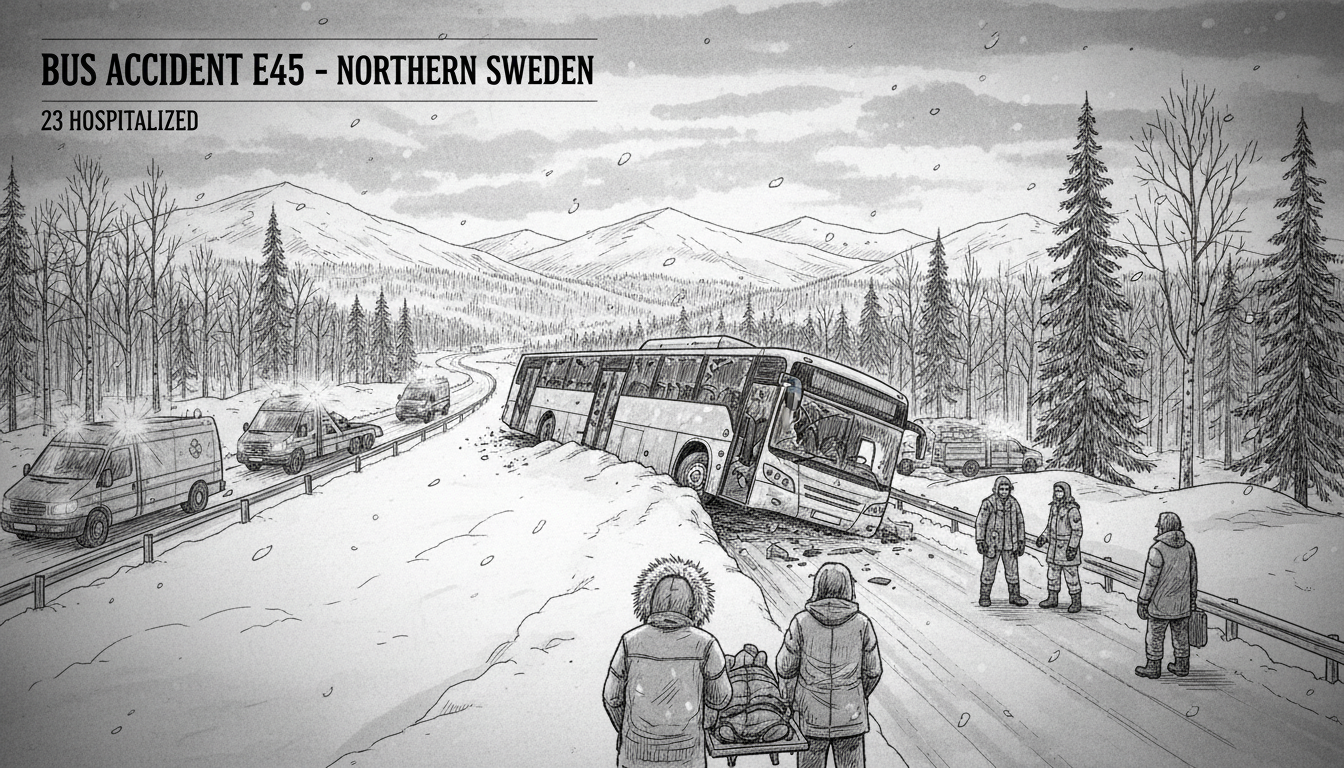 Bus Accident in Northern Sweden Leaves 23 Still Hospitalized