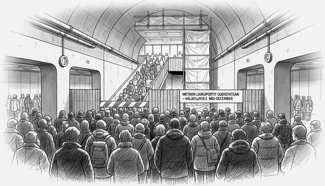 Helsinki Metro Station Escalator Renovation Causes Major Crowding
