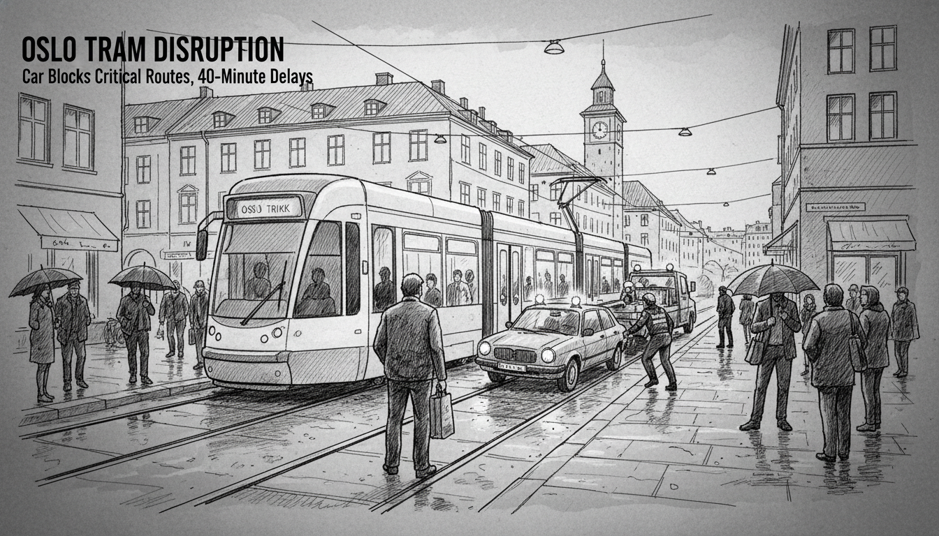Oslo Tram Service Disrupted After Car Blocks Critical Routes