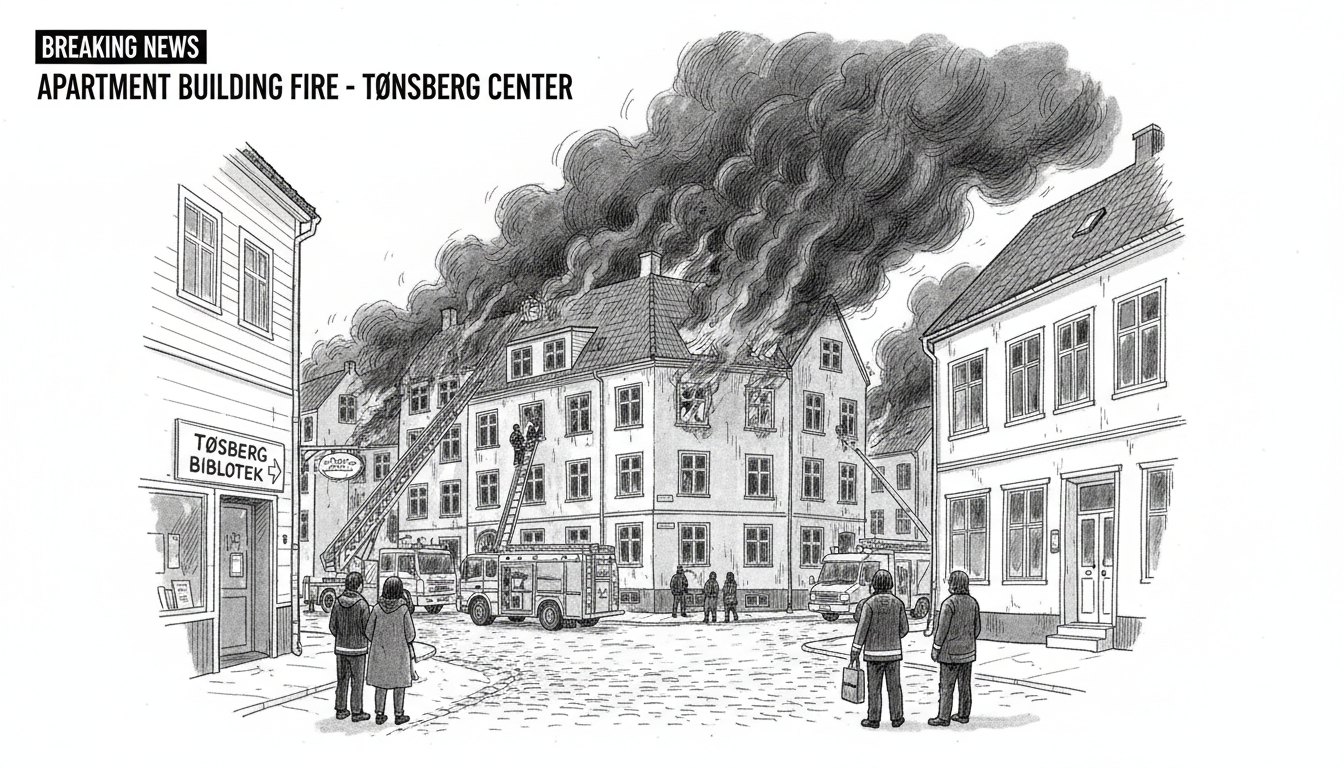 Apartment Building Fire in Tønsberg Center Sparks Evacuation