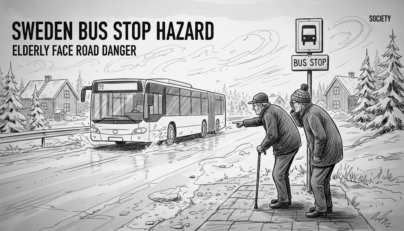Sweden Bus Stop Hazard: Elderly Face Road Danger