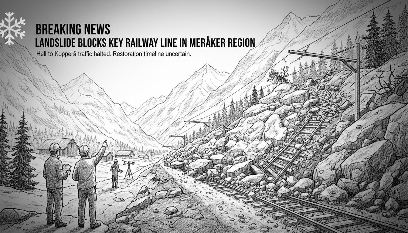 Landslide Blocks Key Railway Line in Meråker Region